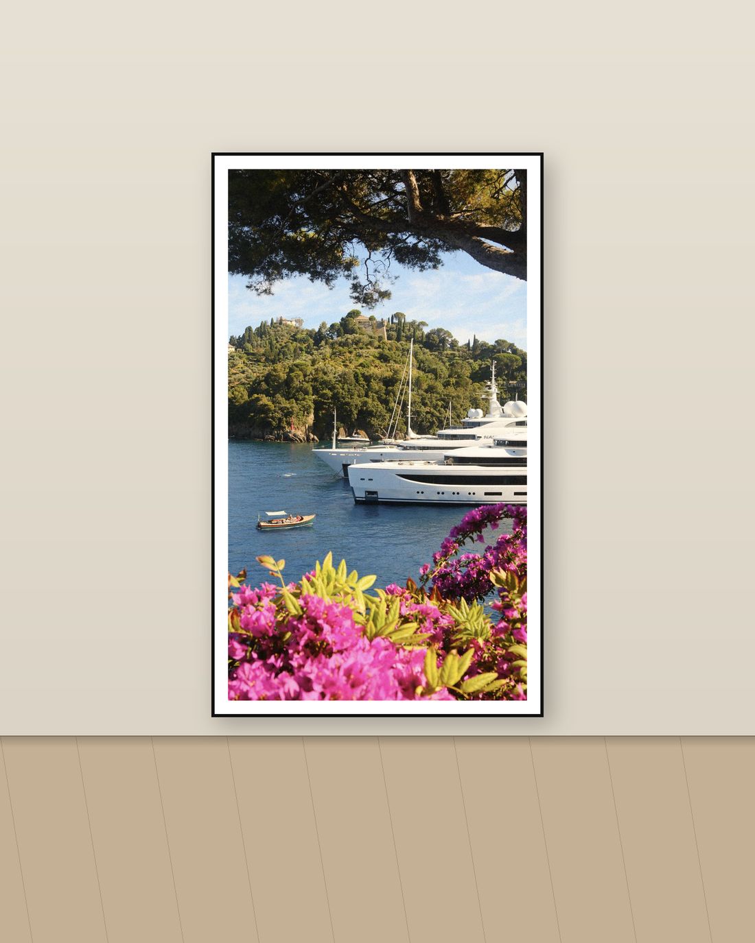 Harbor Bloom, Portofino, Italy, shown on a wall