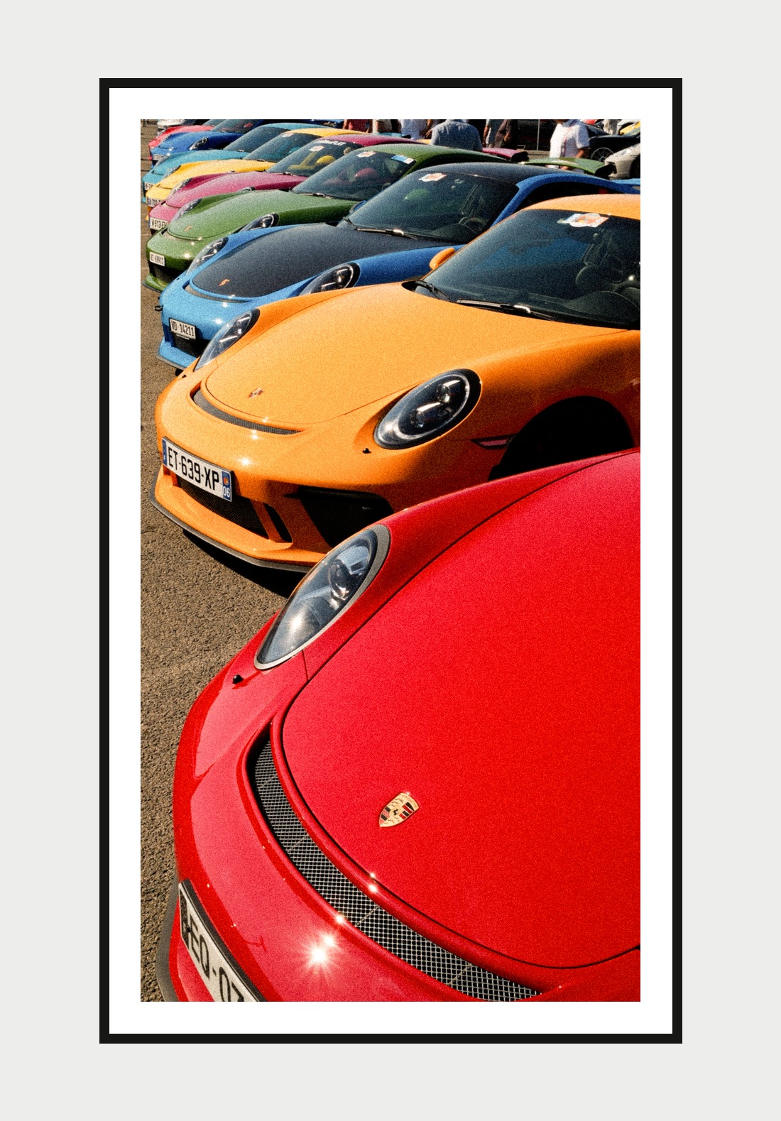 Framed print: a row of colorful sports cars, Côte d'Azur, France