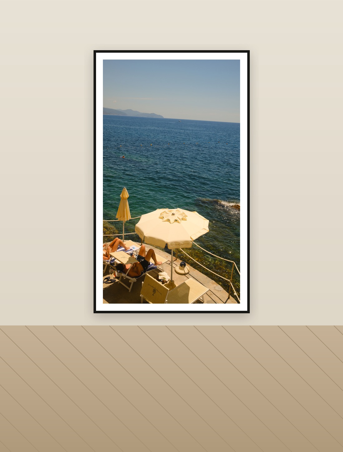 Riviera Siesta, Portofino, Italy, shown on a wall