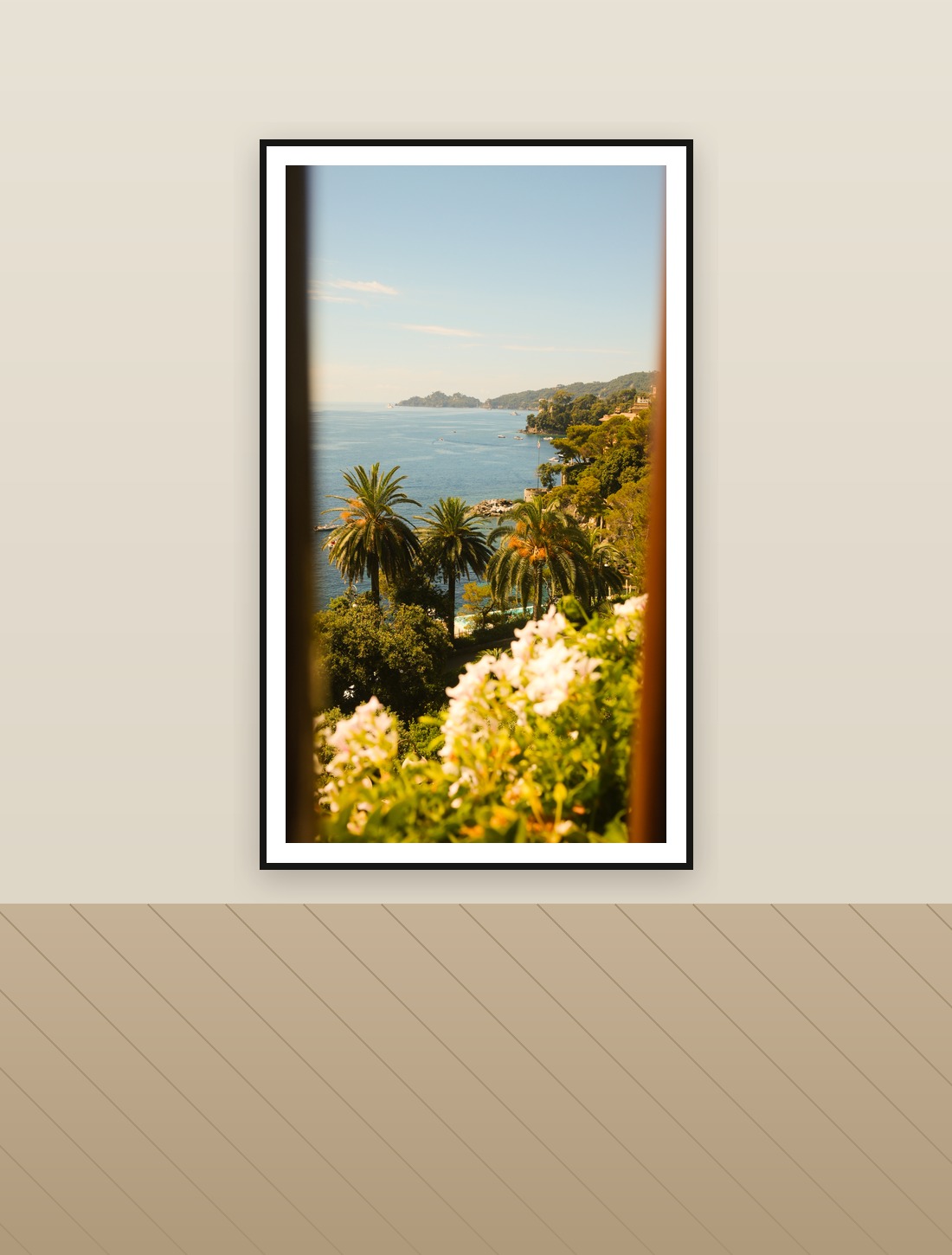 Through the Palms, Portofino, Italy, shown on a wall